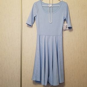 Lularoe Nicole Light Blue Jacquard Dress